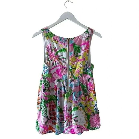LILLY PULITZER MULTICOLOR TANK BLOUSE NOSEY POSIE 100% RAYON SZ M #2122 - Picture 6 of 14